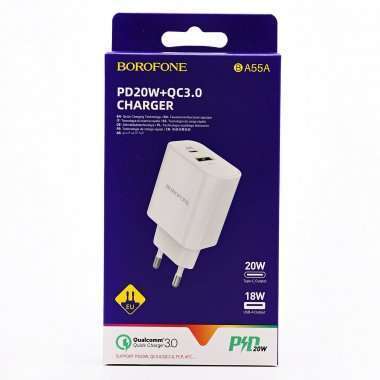 Сетевое зарядное устройство Borofone BA55A Crown USB/Type-C (белое) — 2
