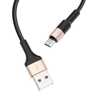 Кабель Hoco X26 (USB - micro USB) 100см (черно-золотистый) — 4